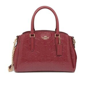 COACH Sage Mini Signature Debossed Carryall Cherry Red NWOT